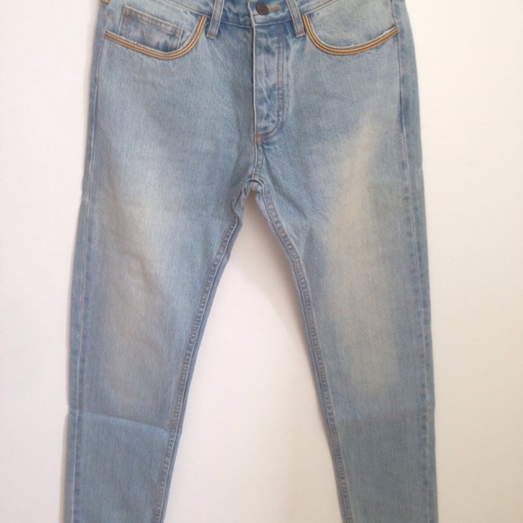 Palm Angels Gold Embroidered Washed Skinny Jeans - Picture 2 of 7